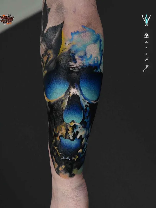 color watercolor tatouage sur forearm #1117 | Artiste tatoueur Damian Gorski