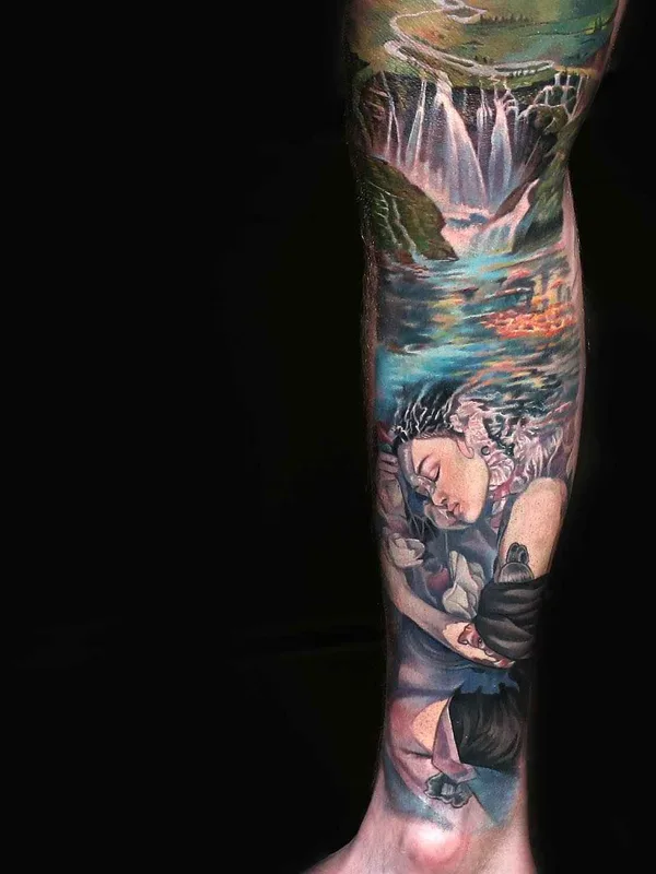 color realism tattoo on calf #1747 | Tattoo Artist Dongkyu Lee (Qtattoo)