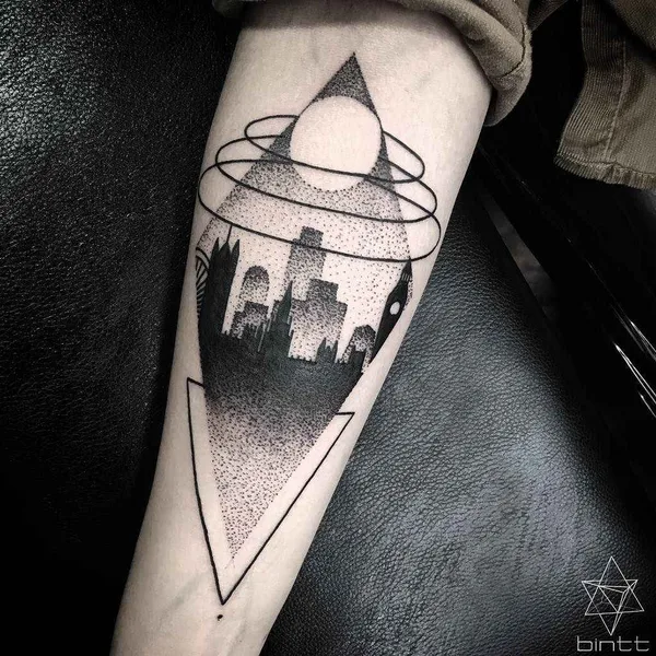 Дотворк tattoo by Chris Bint in Southend-on-Sea