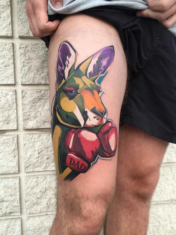 male color illustrative Tatuaggio su thigh #1471 | Tatuatore Matej Martius