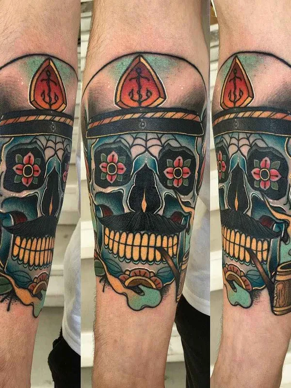 color neo traditional tatuaje en forearm #2059 | Tatuador Achilleas Aber