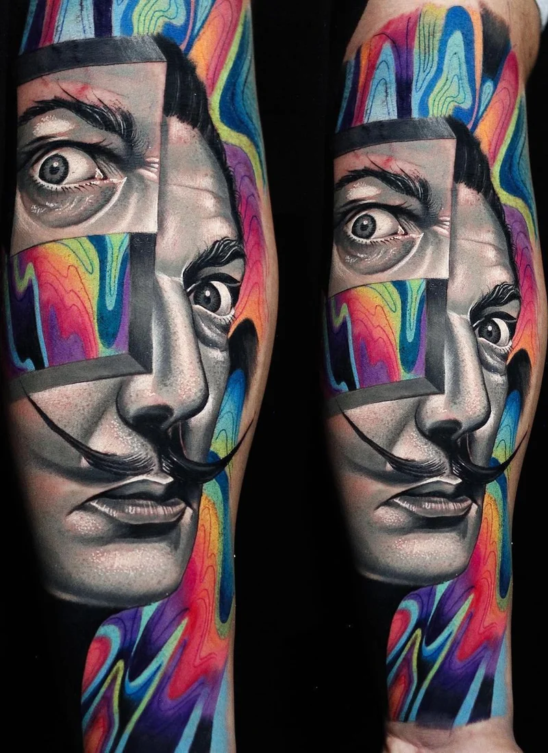 明亮且疯狂的超现实刺青，由Leonardo_tattoos创作