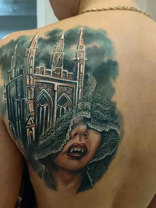 female color realism татуировка на shoulder blade #1495 | Тату мастер Макс Корнев