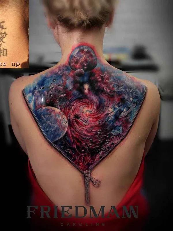 female color realism татуировка на upper back #2741 | Тату мастер Каролина Фридман