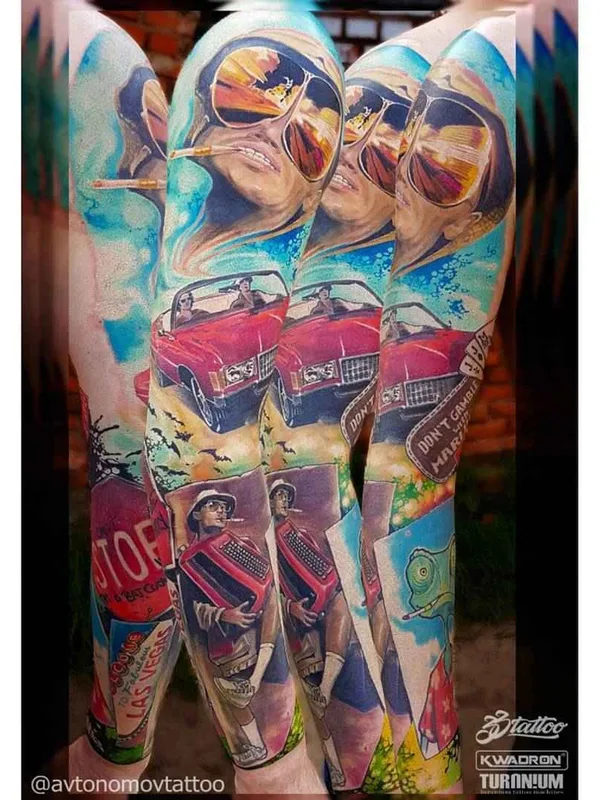 color illustrative tattoo on full sleeve #1551 | Tattoo Artist Антон Автономов