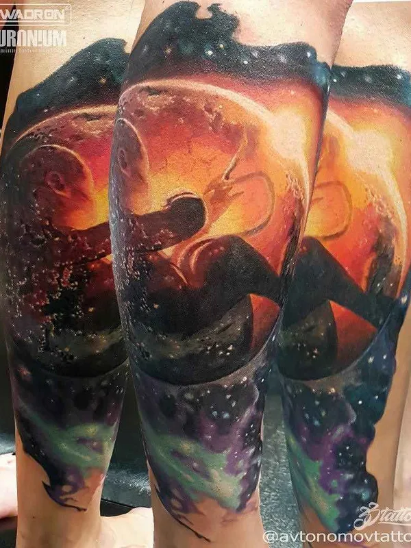 color realism tattoo on calf #1554 | Tattoo Artist Антон Автономов