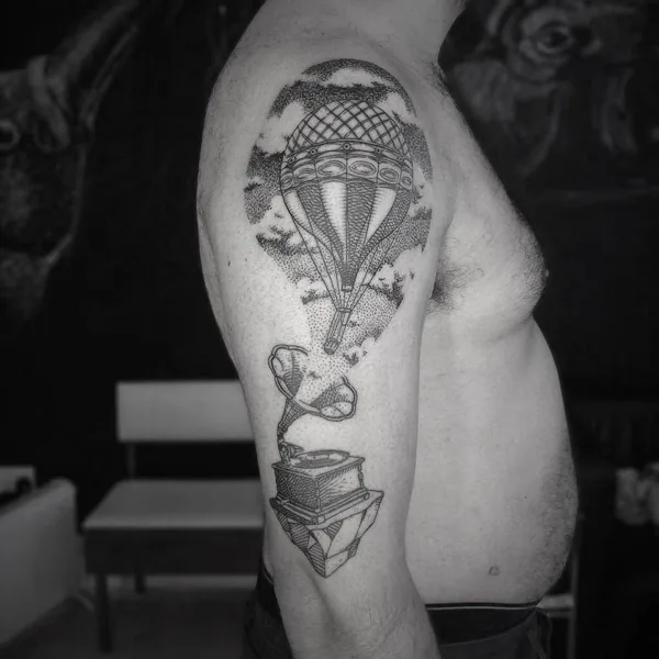 Дотворк tattoo by Otto D’Ambra in London
