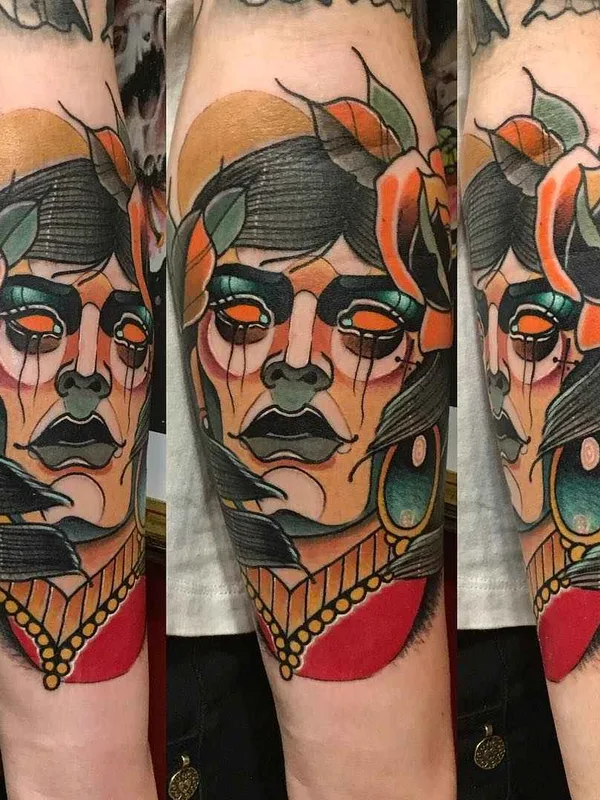 color neo traditional tatuaje en forearm #2060 | Tatuador Achilleas Aber