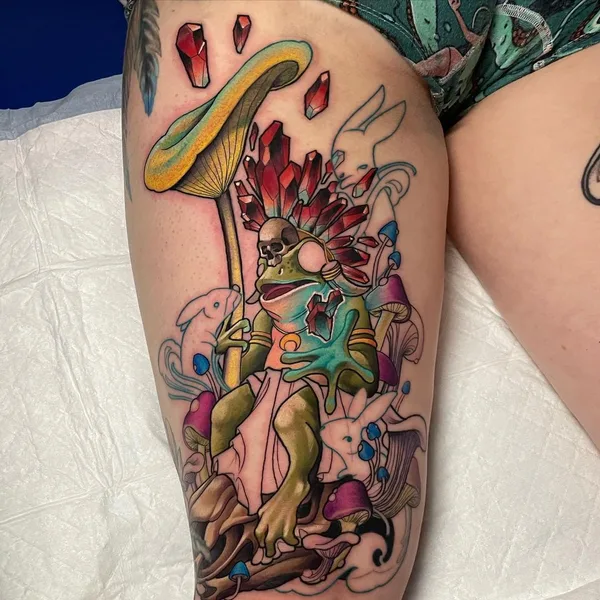 New School tattoo by Josh Payne in Denver