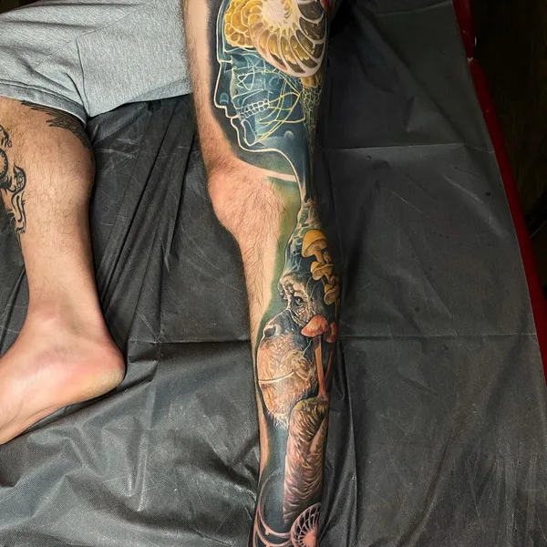 New School tattoo by Josh Payne in Denver