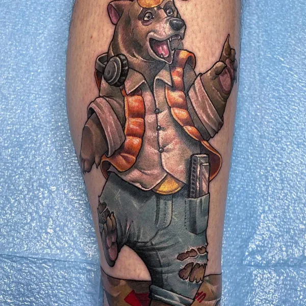 New School tattoo by Josh Payne in Denver