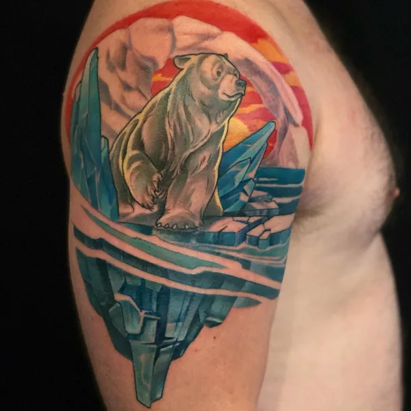 New School tattoo by Josh Payne in Denver