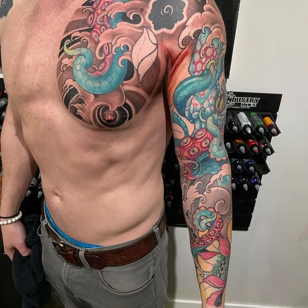 New School tattoo by Josh Payne in Denver