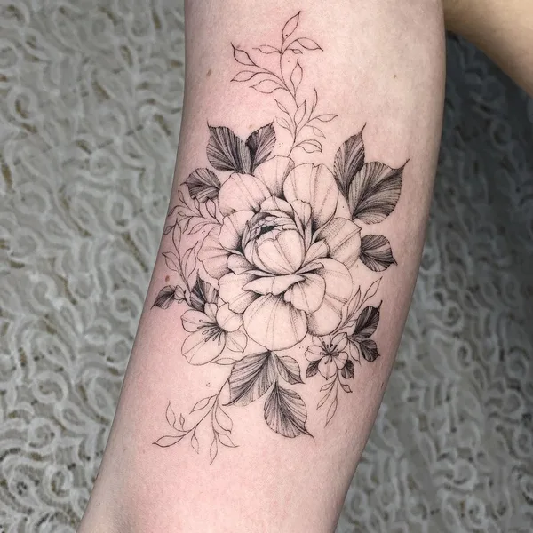 Botanical tattoo by Lyria Flora la moon in Borough of Brighton and Hove