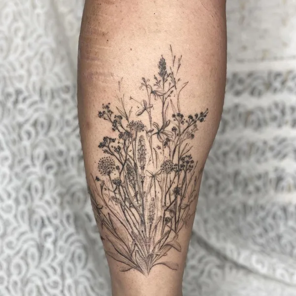 Botanical tattoo by Lyria Flora la moon in Borough of Brighton and Hove
