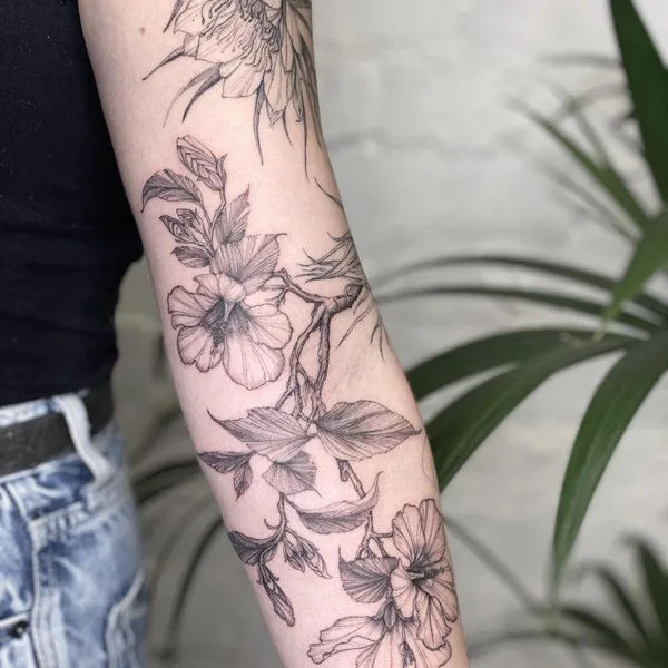 Botanical tattoo by Lyria Flora la moon in Borough of Brighton and Hove