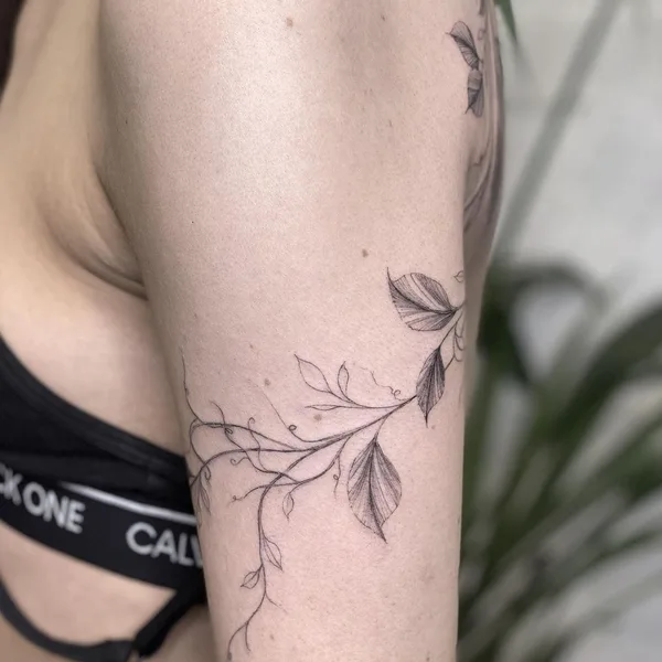 Botanical tattoo by Lyria Flora la moon in Borough of Brighton and Hove