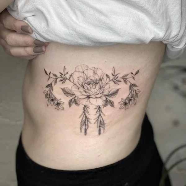Botanical tattoo by Lyria Flora la moon in Borough of Brighton and Hove