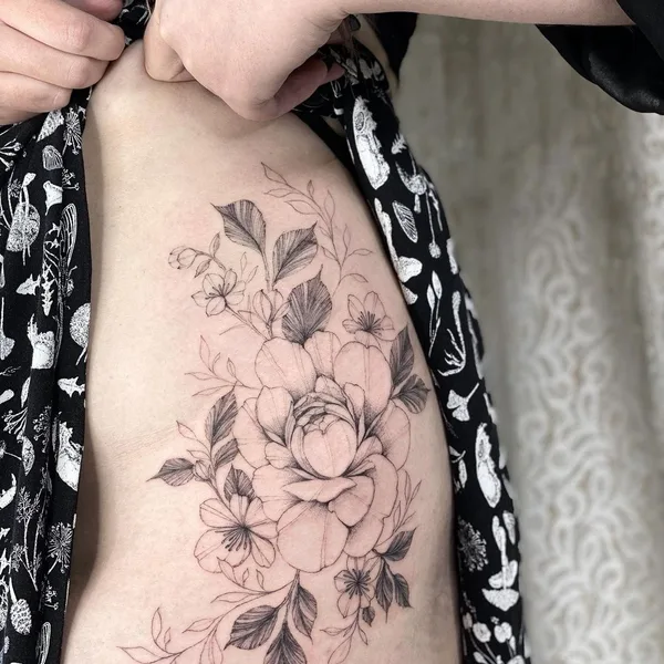 Botanical tattoo by Lyria Flora la moon in Borough of Brighton and Hove