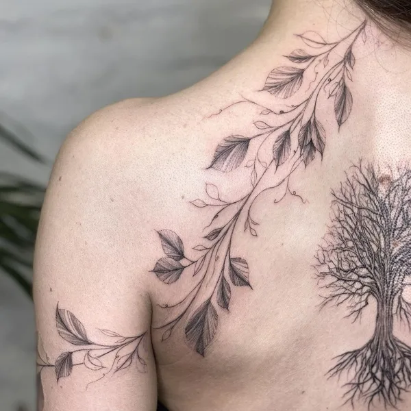 Botanical tattoo by Lyria Flora la moon in Borough of Brighton and Hove