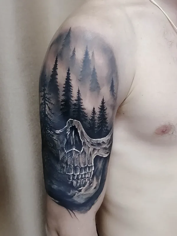 male black and grey realism 타투 부위 upper arm #62861 | 타투이스트 Алексей Володин