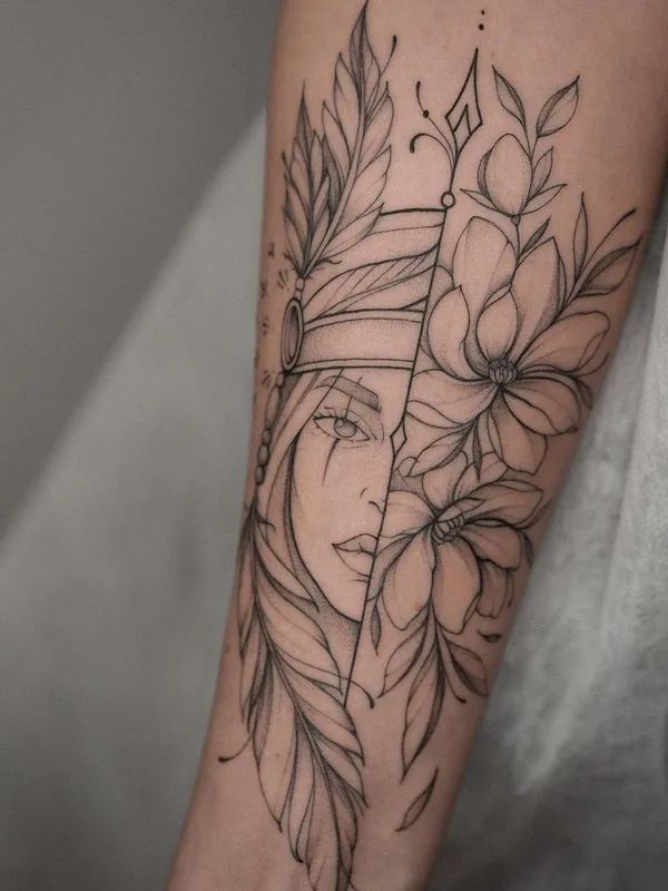 female black fineline tatuaje en forearm #51155 | Tatuador Оля Сивухова