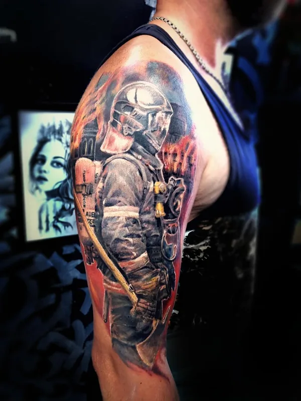 male color realism Tatuagem em upper arm #51205 | Tatuador Александр Минин