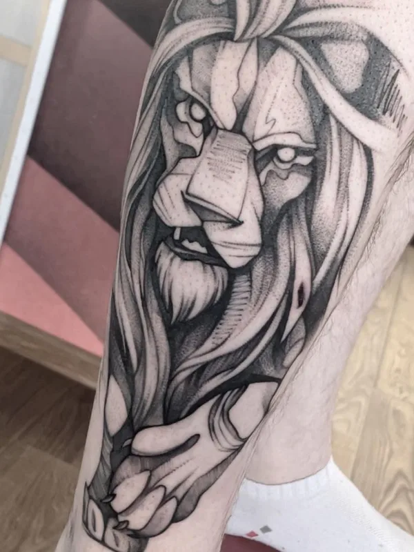 black and grey black and grey Tatuaggio su calf #51247 | Tatuatore Екатерина Годунова