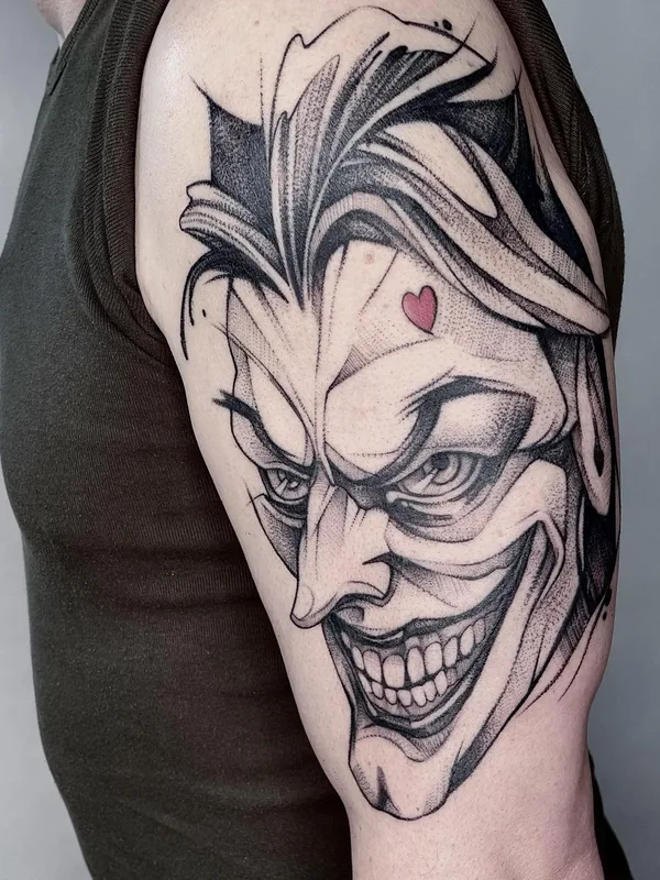 black and grey sketch Tatuaggio su bicep #51243 | Tatuatore Екатерина Годунова