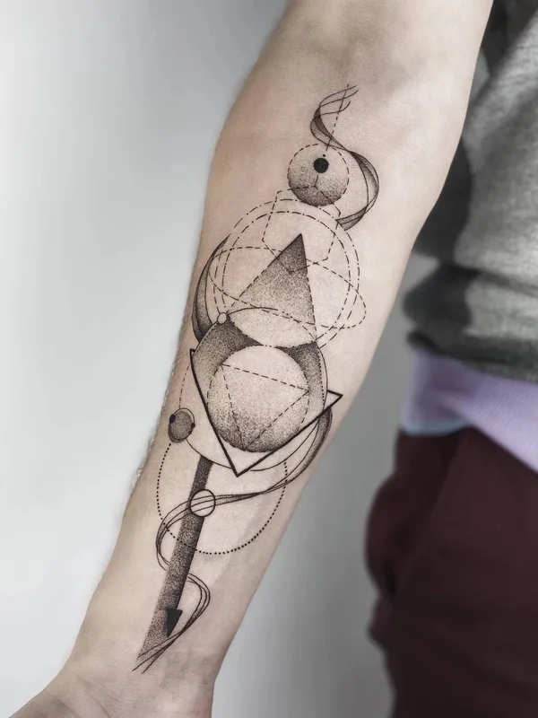 black and grey geometric татуировка на forearm #64490 | Тату мастер Anna Lazareva
