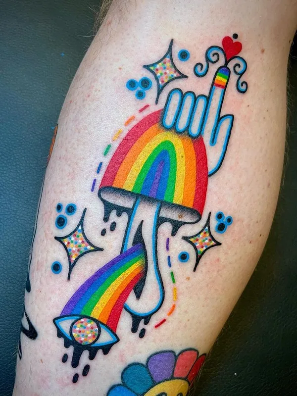 color illustrative tattoo on calf #64530 | Tattoo Artist Winston The Whale