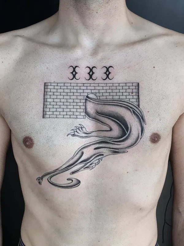 male black and grey blackwork татуировка на chest #29066 | Тату мастер Jose Mendonza