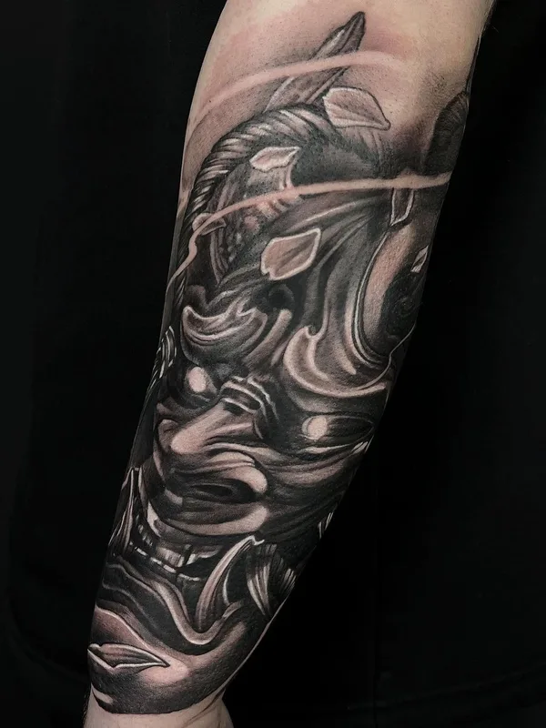 black and grey japanese tattoo auf forearm #53066 | Tätowierer Роман Захарченко