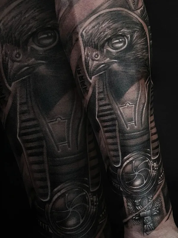 black and grey realism tattoo auf full sleeve #53069 | Tätowierer Роман Захарченко