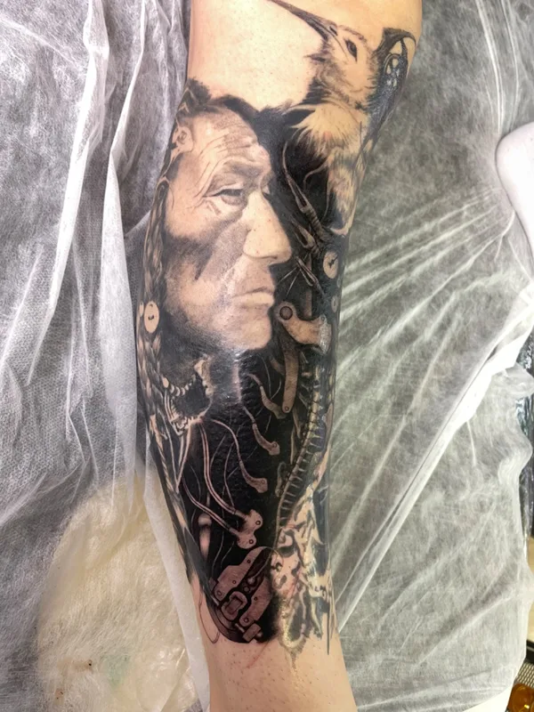 black and grey realism Tatuaggio su calf #53082 | Tatuatore Дарья Гарамова