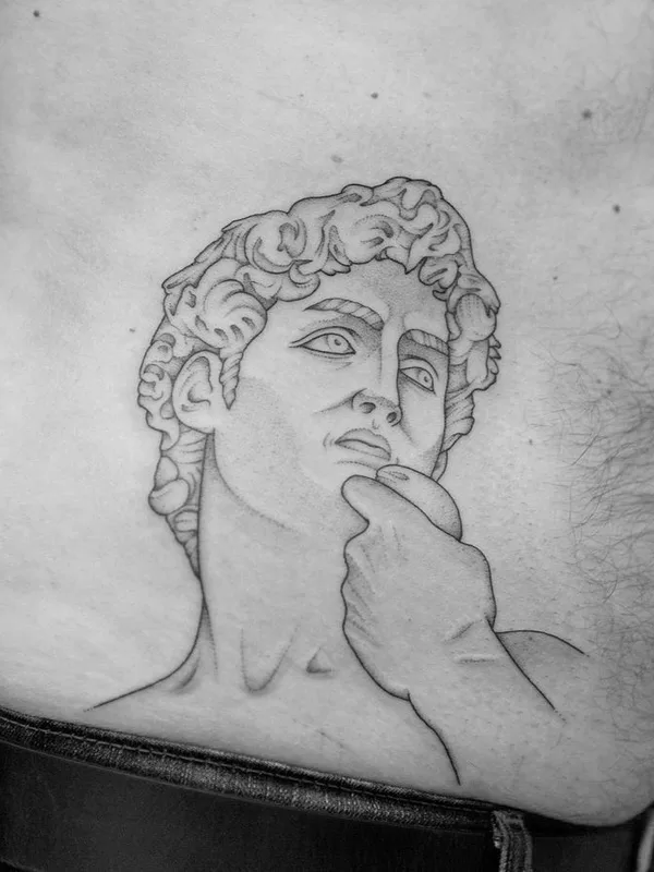 black and grey blackwork Tatuaggio su stomach #66735 | Tatuatore korovles