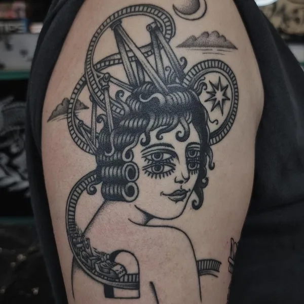 Traditional tattoo by Luka Vučetić in Rijeka