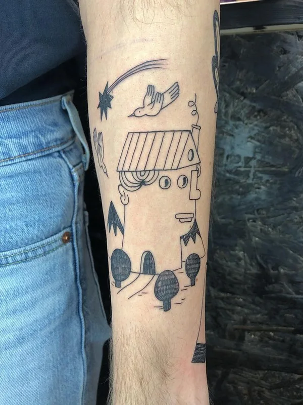 black linework Tatuagem em forearm #66795 | Tatuador erol_sjajni