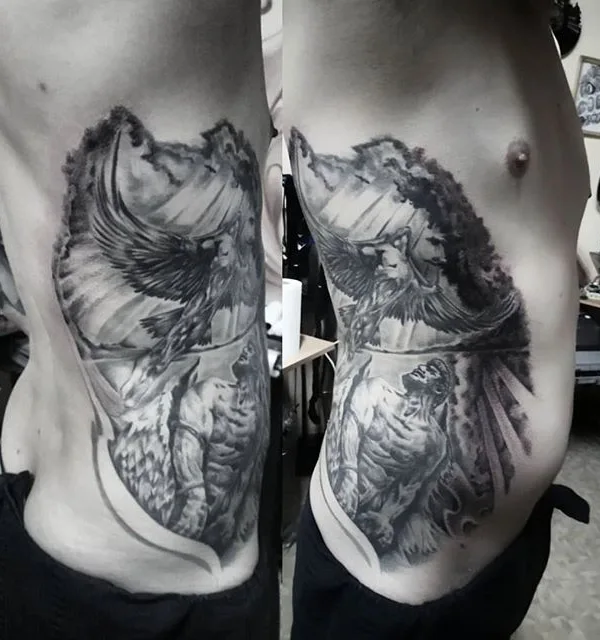 male black and grey realism татуировка на ribcage #71217 | Тату мастер Максим Дяченко MaximDtattoo studio