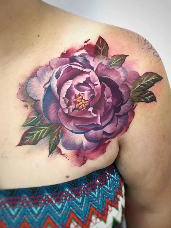 female color watercolor tattoo on shoulder #31724 | Tattoo Artist Lianne Moule