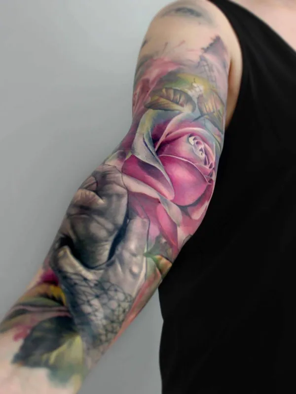 female color realism tattoo on full sleeve #31726 | Tattoo Artist Lianne Moule