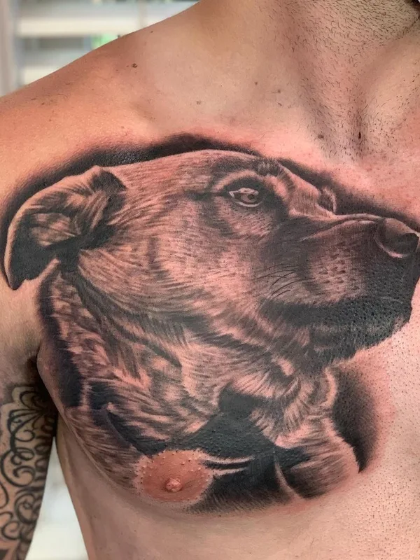 male black and grey realism tatouage sur chest #56902 | Artiste tatoueur Jesse Perez