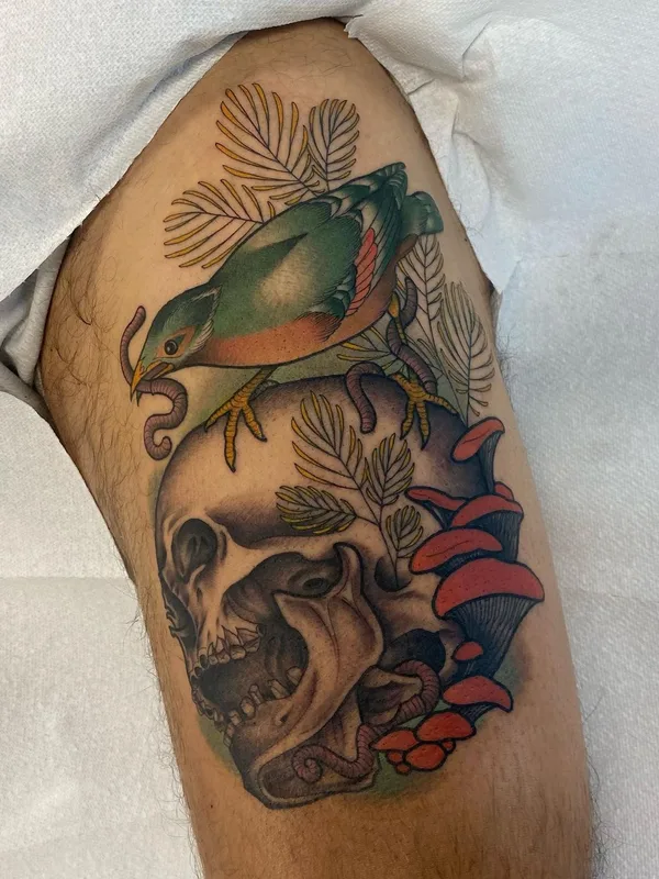 color realism татуировка на thigh #56912 | Тату мастер Maia Brouillette