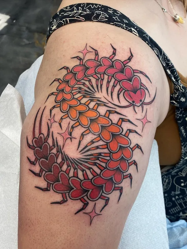 female color neo traditional татуировка на thigh #56917 | Тату мастер Maia Brouillette