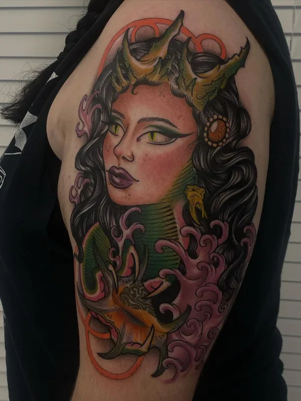 color neo traditional татуировка на upper arm #56913 | Тату мастер Maia Brouillette