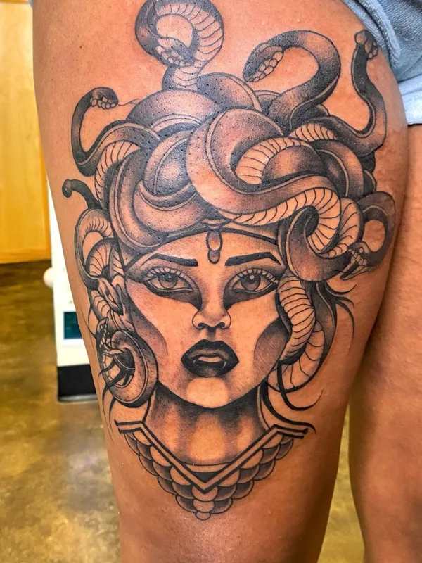 Graphic tattoo by Carl McReynolds in Little Rock