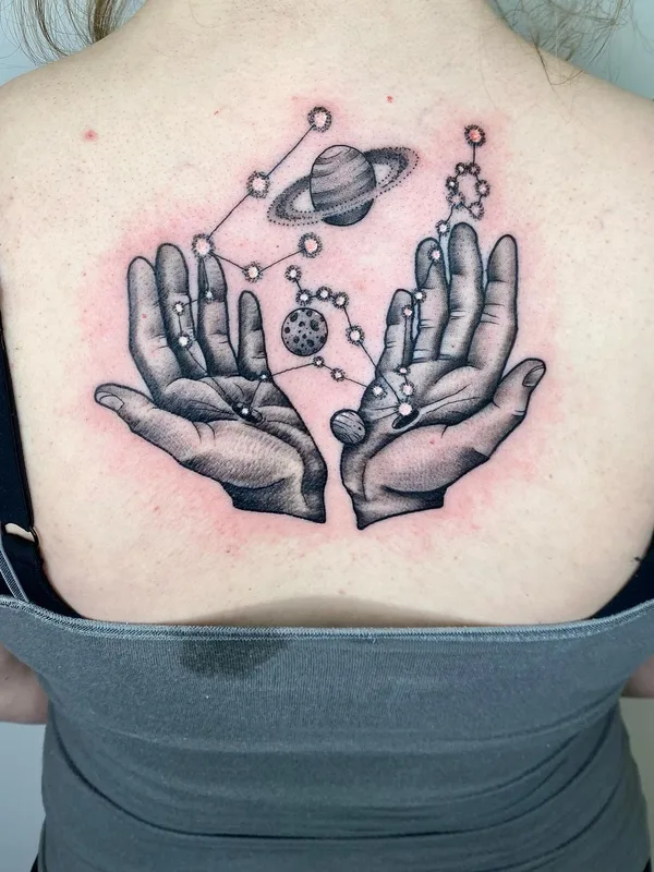 Graphic tattoo by Carl McReynolds in Little Rock