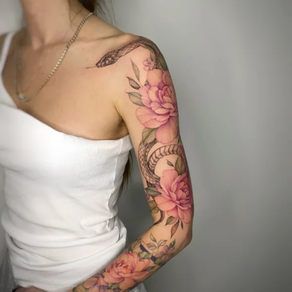 Botanical tattoo by Olga Kotova in Berlin