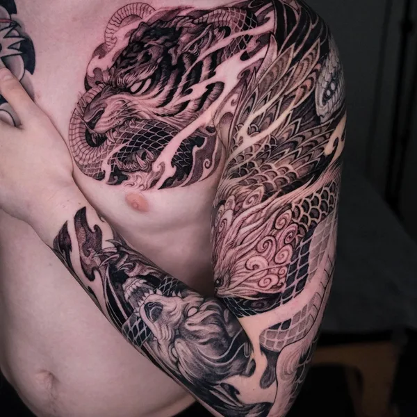 Oriental tattoo by Girin Tattoo in Seoul