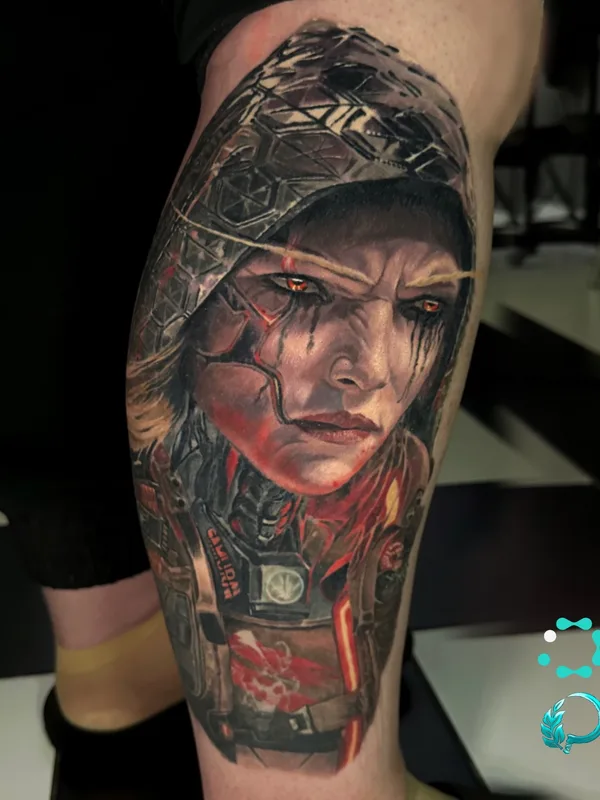 female color realism татуировка на calf #72976 | Тату мастер Даниил Шольтин